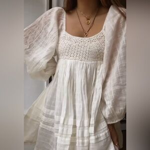 Free People Ari Mini Dress – Ivory – Size Medium – Crochet Boho 🤍✨